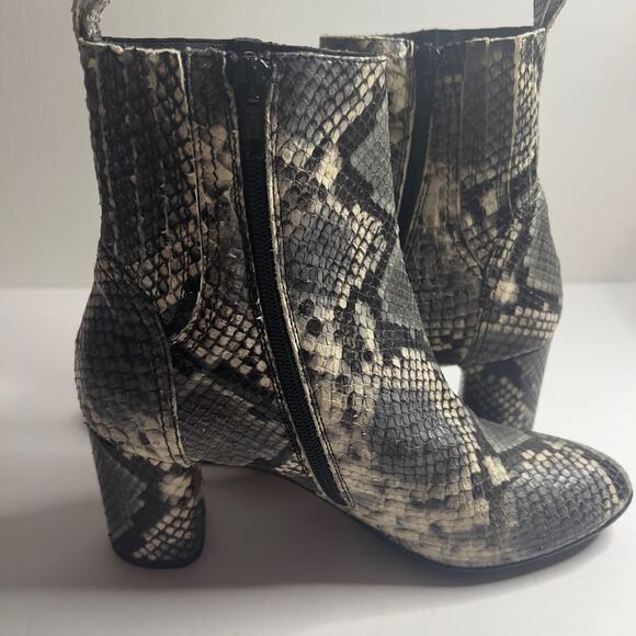 Napoleoni Made in Italy Snakeskin Pattern Leather Zippered Ankle Boot Size 6.5 - Picture 5 of 15